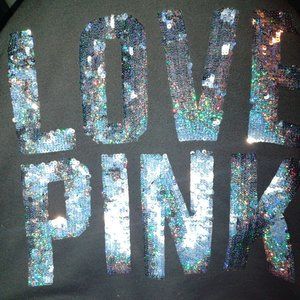 VS PINK FUR LINED BLINGED HOODIE M